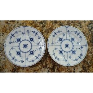 Royal Copenhagen Blue Fluted Plain 2 Bread & Butter Plates 5 5/8" # 300 Chip